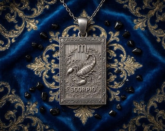 Scorpio Silver Zodiac Pendant – Astrology Amulet Necklace, Horoscope Jewelry for Men and Women