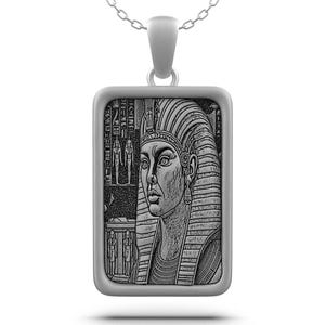 Egyptian Queen Necklace • Silver Relief Pendant for Women & Men • Pharaoh Style Unisex Jewelry