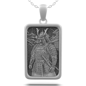 Samurai Pendant Necklace – Detailed Japanese Armor Design, 925 Sterling Silver, Symbolic Unisex Jewelry, Unique Warrior Gift