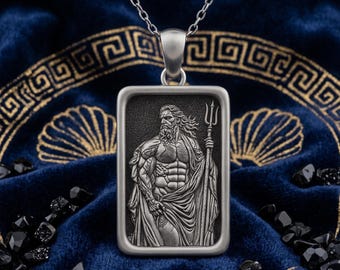 Poseidon Pendant: Sterling Silver Trident Necklace - Greek Mythology Jewelry