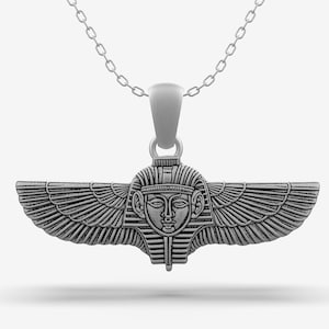 Egyptian Winged Pharaoh Necklace – Ancient Egypt Jewelry Amulet, Mythical God Inspired Pendant for Men and Women, Unique Gift Idea