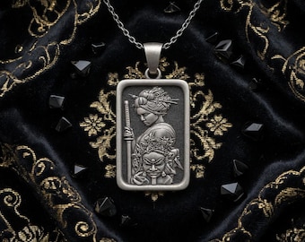Collar de plata con geisha samurái: colgante de guerrero japonés con máscara, regalo simbólico único para todos.