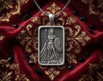 Sterling Silber Athena Anhänger - Griechische Göttin Kriegerin Halskette