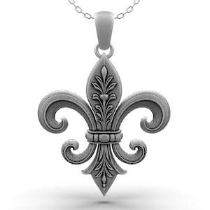 Sterling Silver Fleur-de-lis Pendant Necklace: Medieval Royal Jewelry