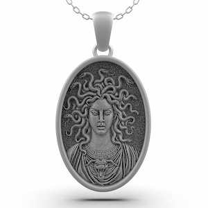 Sterling Silver Medusa Pendant Necklace: Greek Mythology Amulet