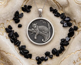 Sterling Silver Leopard Pendant Necklace - Animal Totem Jewelry