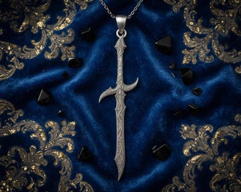 Elven Sword Necklace – Sterling Silver Fantasy Blade Pendant – Warrior Jewelry Gift for Men & Women