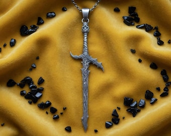 Silver Demon Sword Necklace • Organic Gothic Blade Jewelry For Women And Men