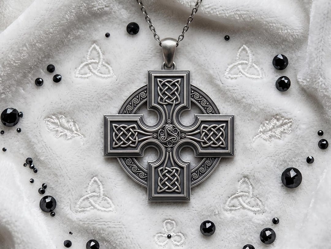 Sterling Silver Celtic Cross Pendant Necklace Irish Knotwork Christian ...