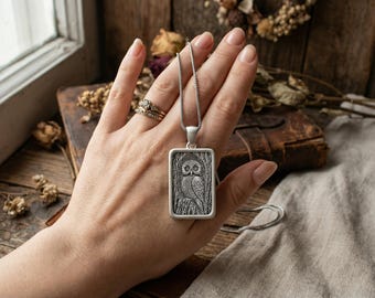 Harmony Bola Collana Con Ciondolo Gufo In Argento Sterling 925 E Cristallo Pietra Di Luna - Gioiello Donna Uccellino, Lunghezza 45,7 Cm + 5,1 Cm Di Estensione