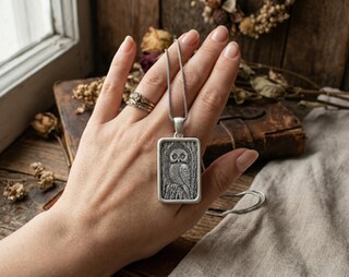 Harmony Bola Collana Con Ciondolo Gufo In Argento Sterling 925 E Cristallo Pietra Di Luna - Gioiello Donna Uccellino, Lunghezza 45,7 Cm + 5,1 Cm Di Estensione