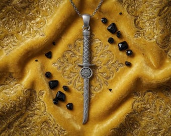 Sterling Silver Katana Sword Pendant Necklace - Samurai Jewelry