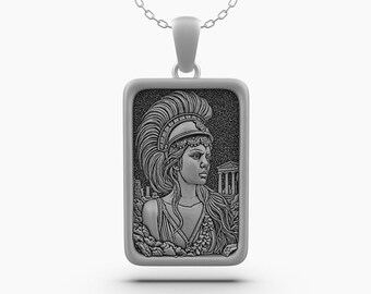 古代ギリシャ 女神アテナ ペンダント 925 スターリング シルバー アテナ女神ネックレス - 古代ギリシャ神話ペンダント、シルバー戦士の