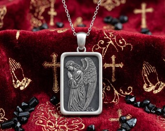 Sterling Silver Praying Angel Necklace: Spiritual Protection Pendant