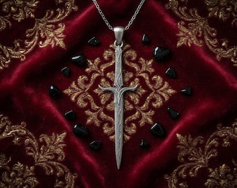 Elven Fantasy Sword Silver Pendant – Handmade Sterling Silver Necklace for Men and Women