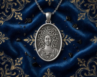 Sterling Silver Medusa Pendant Necklace: Greek Mythology Amulet
