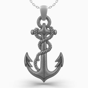 Silver Anchor Necklace – Nautical Rope Pendant for Men and Women