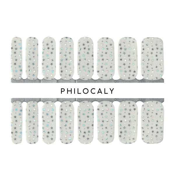 Star-nagelstrips: zilveren glitternagelfolie - transparante achtergrond