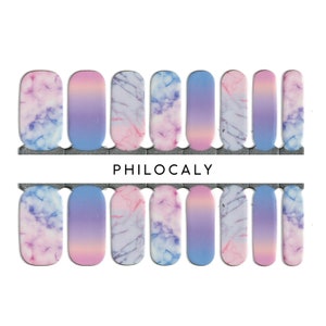 Nail Strips, Nail Wraps, Nail Stickers, Gel Nail Wrap, Manicure Nail Polish- Marble Nails, Blue Marble, Pink Marble, Pastel, Sky