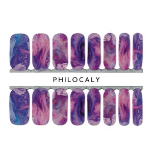 Nagelstreifen, Nail Wraps, Nagelaufkleber, Gel Nail Wrap, Maniküre Nagellack - Lila Marmor Nägel, Marmor Nägel, Lila Nägel, Blau
