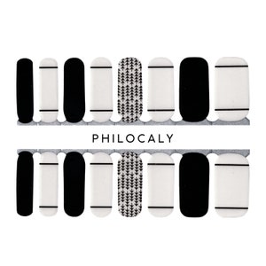 Geometrische nagellakstrips: zwart-witte nagelstickers