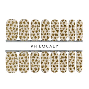 Nail Strips, Nail Wraps, Nail Stickers, Gel Nail Wrap, Manicure Nail Polish- Flower, Gold