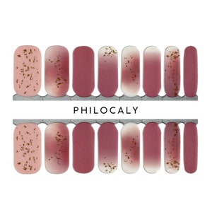 Nail Strips, Nail Wraps, Nail Stickers, Gel Nail Wrap, Manicure Nail Polish- Pink Nails, Clear background, Transparent, Gold Glitter