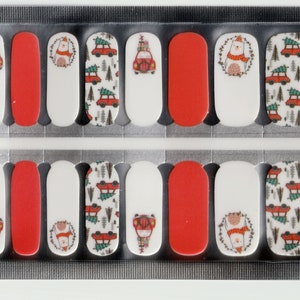 Christmas Nail Wraps: Holiday Car & Bear Nail Stickers