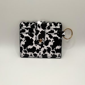 Cartera de identificación con estampado de vaca / Cartera con estampado de vaca para llavero de pulsera con cuentas / Cartera con llavero de vaca / Cartera de pulsera de vaca / Cartera pequeña / Cartera
