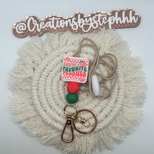 Santa’s Favorite Teacher Lanyard | Christmas Teacher Beaded Lanyard | Teacher ID Lanyard | Cute Trendy Lanyard | Santa Teacher | ID Lanyard