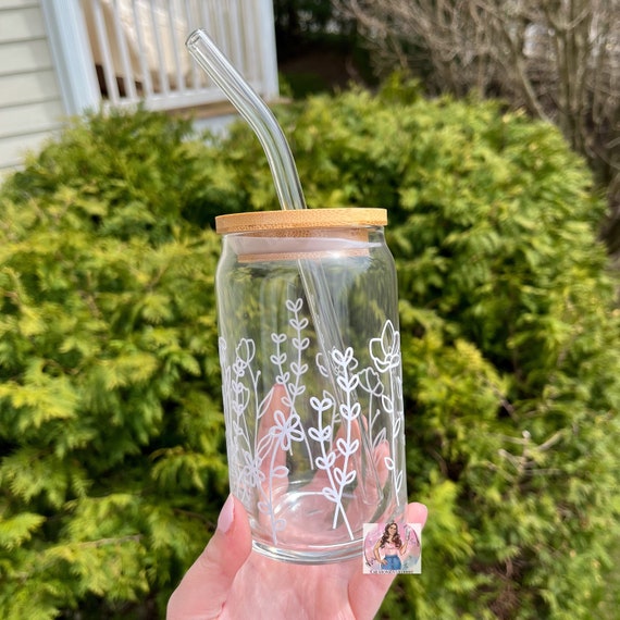 Mugs Kitchen & Dining Cute Coffee Cup Iced Coffee Glass Flower