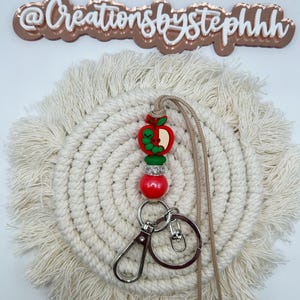 Apple Caterpillar Lanyard | Teacher Apple Lanyard | Apple Beaded Lanyard | Caterpillar Lanyard | Cute Beaded Lanyard | Teacher Lanyard