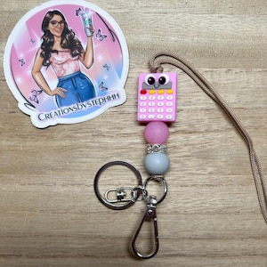 Calculator Lanyard | Teacher Calculator Lanyard | Math Teacher Beaded Lanyard | Math Lanyard | Cute Beaded Lanyard | Teacher Lanyard