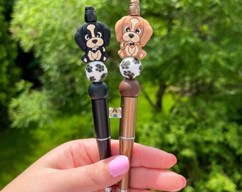 Dog Pen | Dog Beaded Pen | Beaded Pen | Paw Print Pen | Dog Mom Pen | Puppy Pen | Dog Lover | Dog Lover Gifts | Brown Dog | Black Dog | Pen