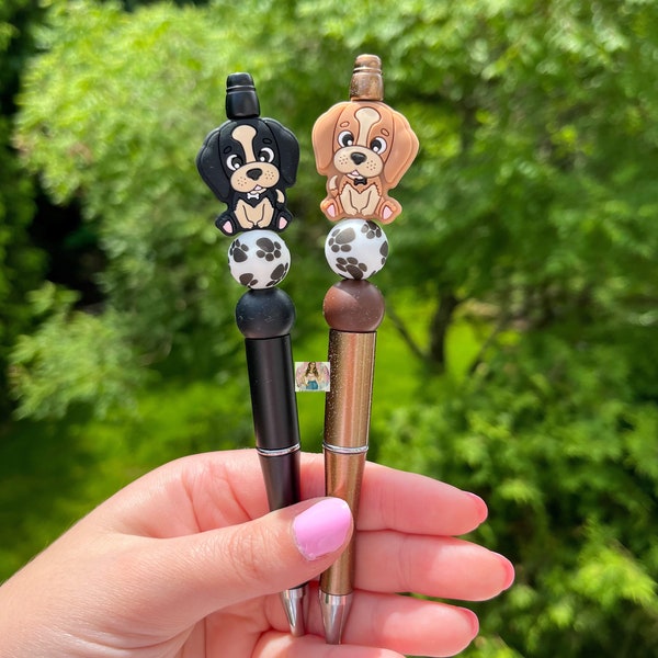 Dog Pen | Dog Beaded Pen | Beaded Pen | Paw Print Pen | Dog Mom Pen | Puppy Pen | Dog Lover | Dog Lover Gifts | Brown Dog | Black Dog | Pen