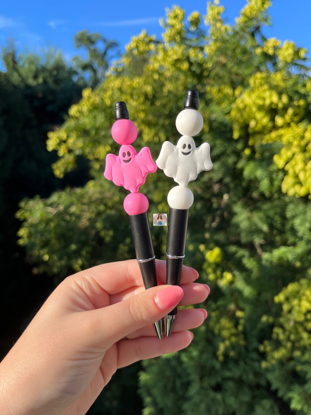 Ghost Pens Ghost Beaded Pen Halloween Pens Ghost Lover Etsy