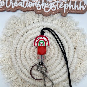 Christmas Rainbow Lanyard | Christmas Boho Rainbow Lanyard | Christmas ID Lanyard | Beaded Lanyard | Lanyard | Trendy Lanyard | ID lanyard