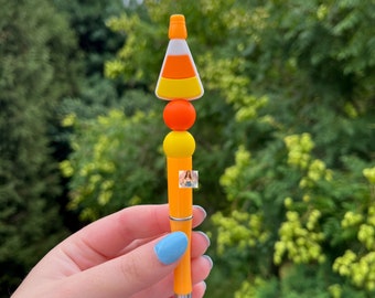 Candy Corn Pen | Halloween Pen | Candy Pen | Spooky Pen | Candy Corn Lover | Halloween | Silicone Beaded Pen | Beaded Pen | Candy Pen | Pen