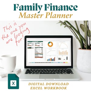 FamilyFinance-Masterplaner - All-in-One-Excel-Arbeitsmappe für die Budgetierung, Nachverfolgung und Verwaltung von Finanzen | Entschuldungsabbau | Gegenstück