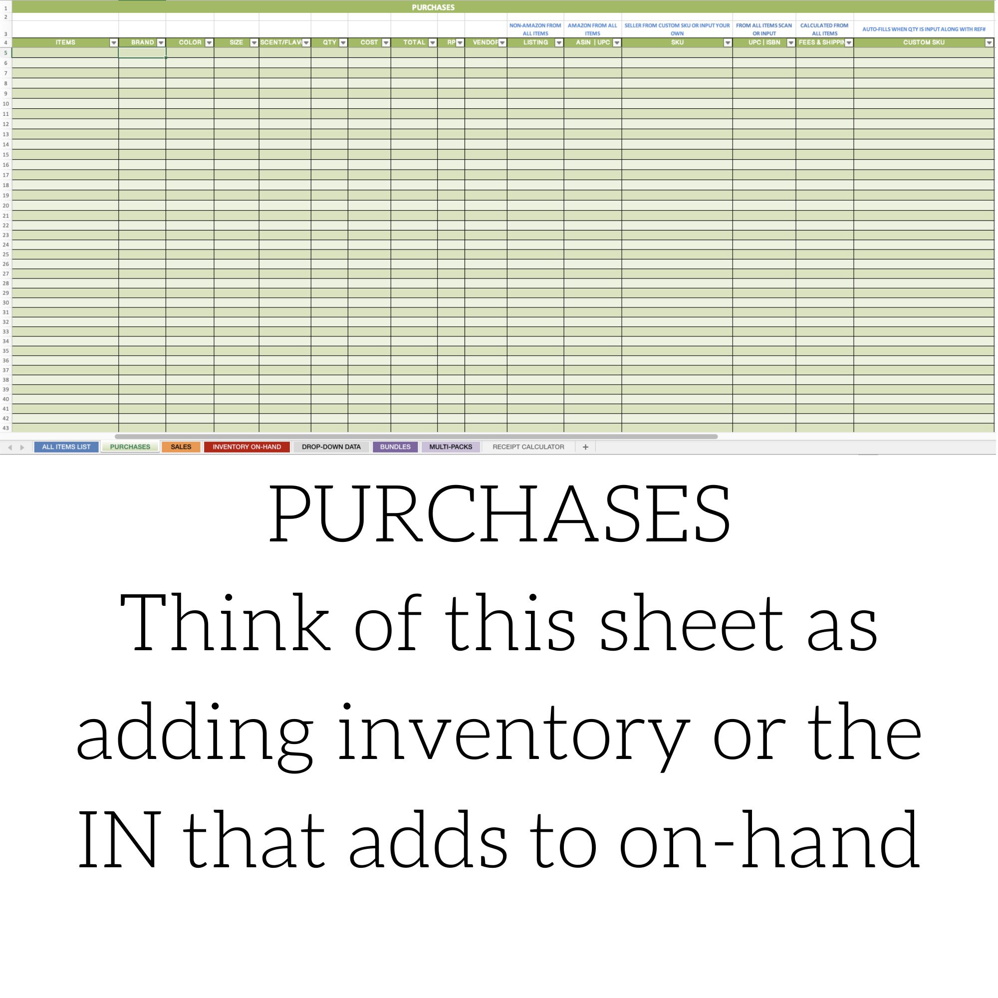Dynamic Ecommerce Inventory Tracker - Excel Spreadsheet for Profit, ROI ...