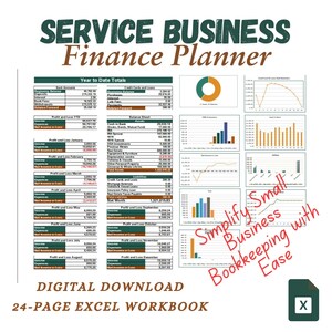 Service BusinessFinance Planner - Umfassende Excel-Arbeitsmappe für Budgetierung, Nachverfolgung und Haushaltsführung | Einfache Buchhaltung