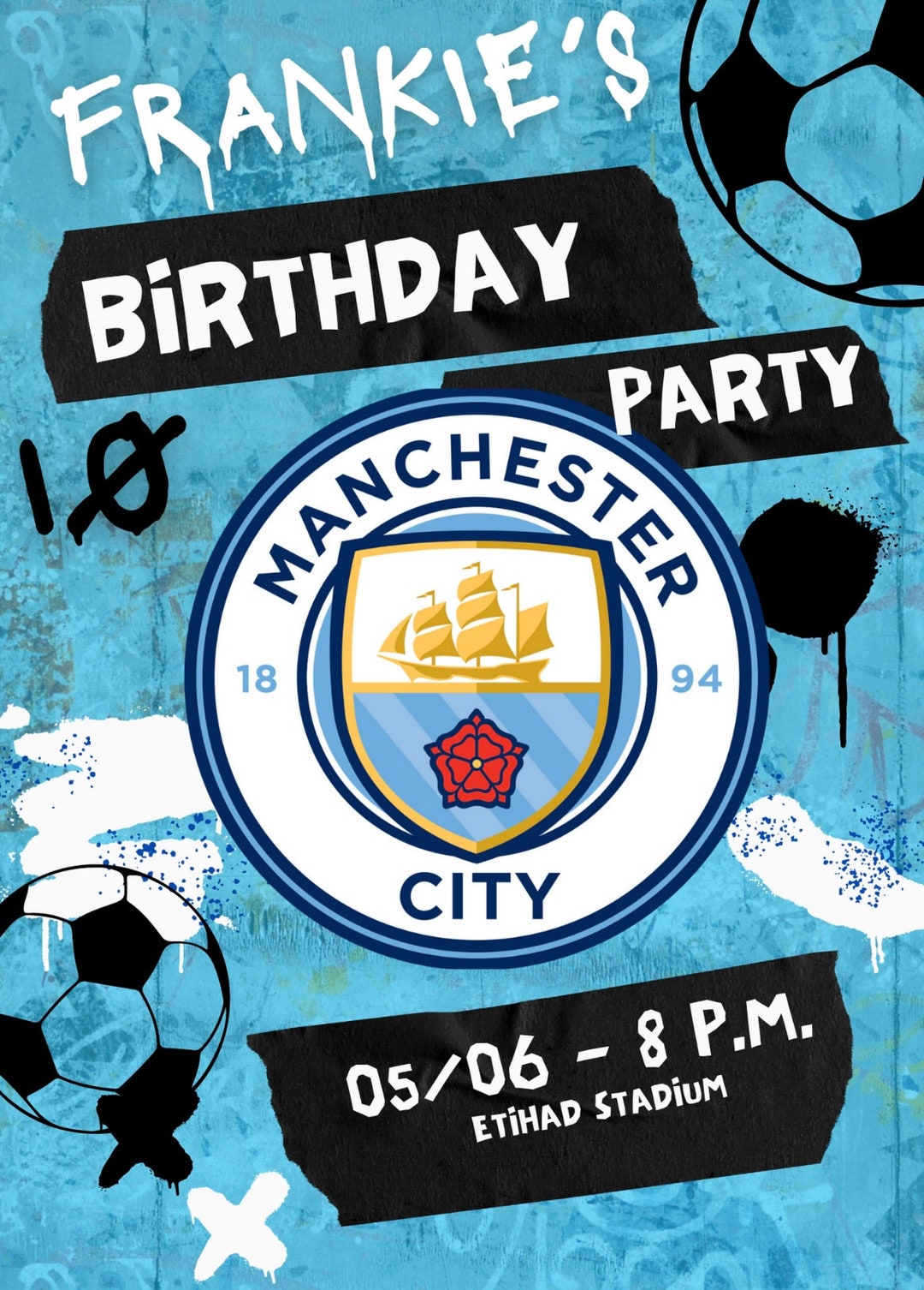 Manchester City Invitation Etsy