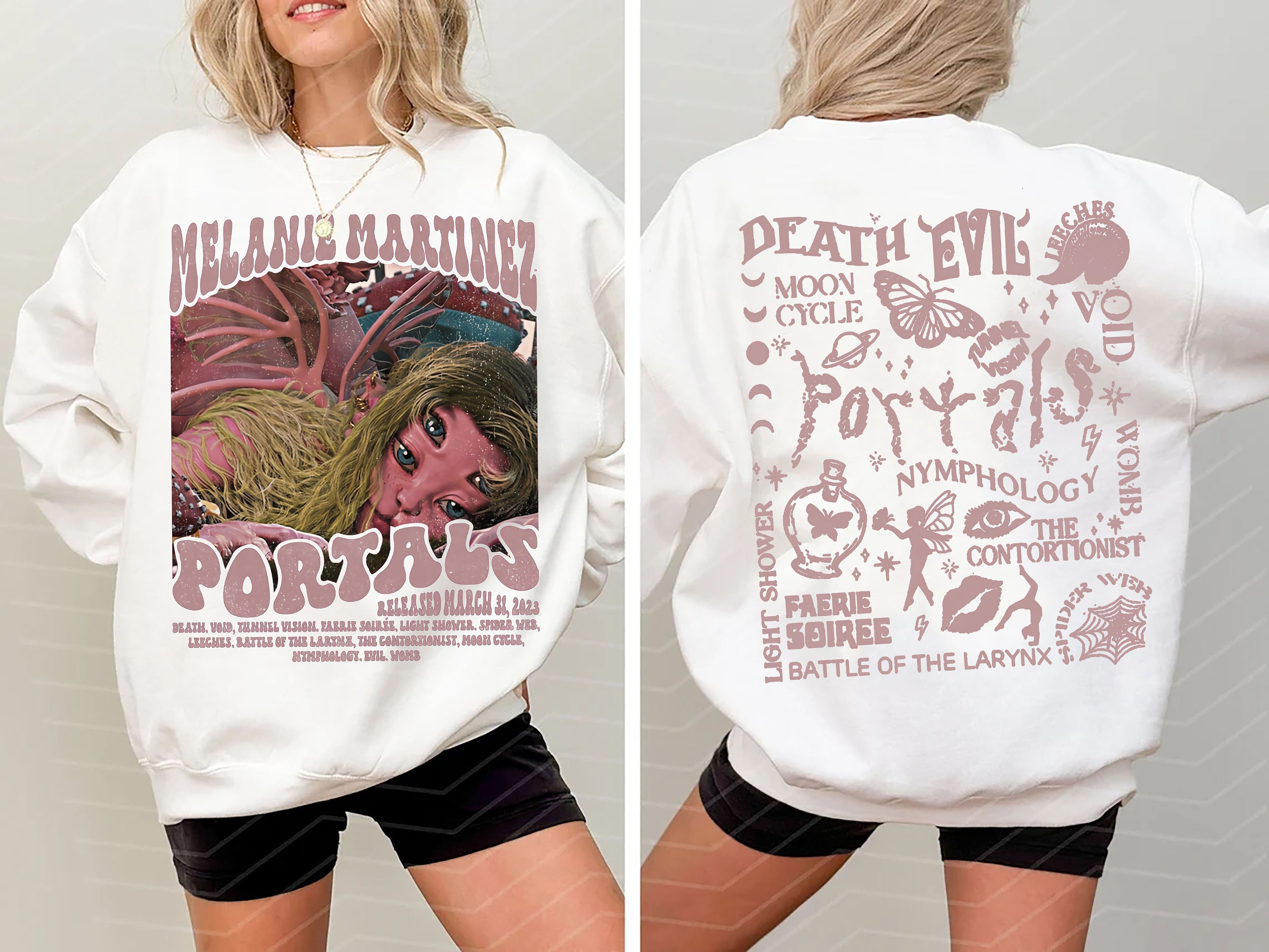 Vintage The Trilogy Tour, Portals Album, Melanie Martinez Singer Double Sided Sweatshirt