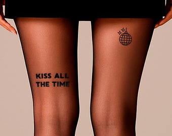 Medias transparentes Kiss All The Time, Medias llamativas, Medias de moda vanguardistas, Medias negras, Medias de moda