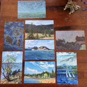 Cartões postais de paisagens do noroeste do Pacífico; Cartões postais de arte; Cartões postais de arte originais; Cartões postais de belas artes; CARTÕES POSTAIS