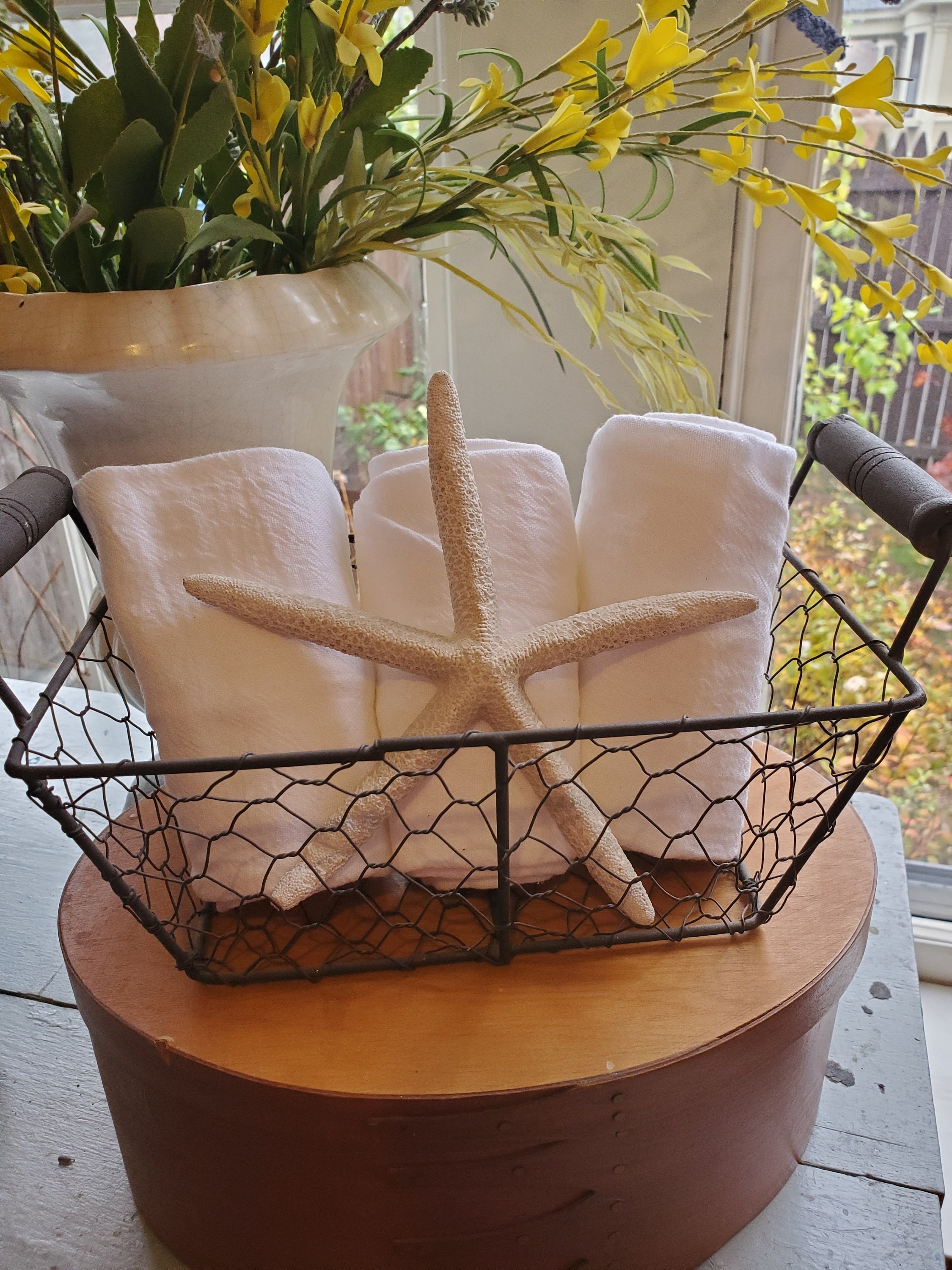 Medium wire napkin basket with starfish Etsy