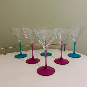 6 ARC French Vintage Crystal Martini Glasses