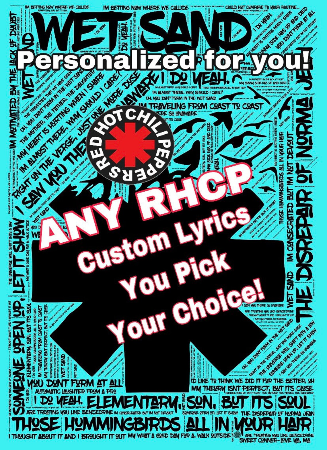 Custom Lyrics Red Hot Chili Peppers Art Lyrics View tissue Etsy