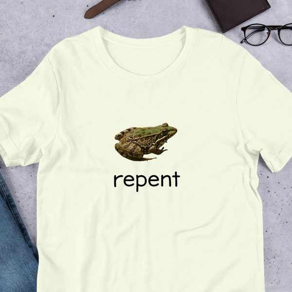 Repent Frog Unisex T-Shirt Y2K Funny Meme Shirt / Ironic Shirt / Weirdcore Clothing / Shirt Joke Gift / Oddly Specific