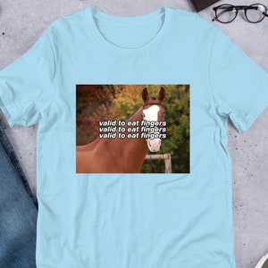 Valid To Eat Fingers Horse, Funny Meme Shirt, Ironic Shirt, Horse Lover Gift, Oddly Specific, Unhinged Shirt, Cursed, Cringe, Funny Gift